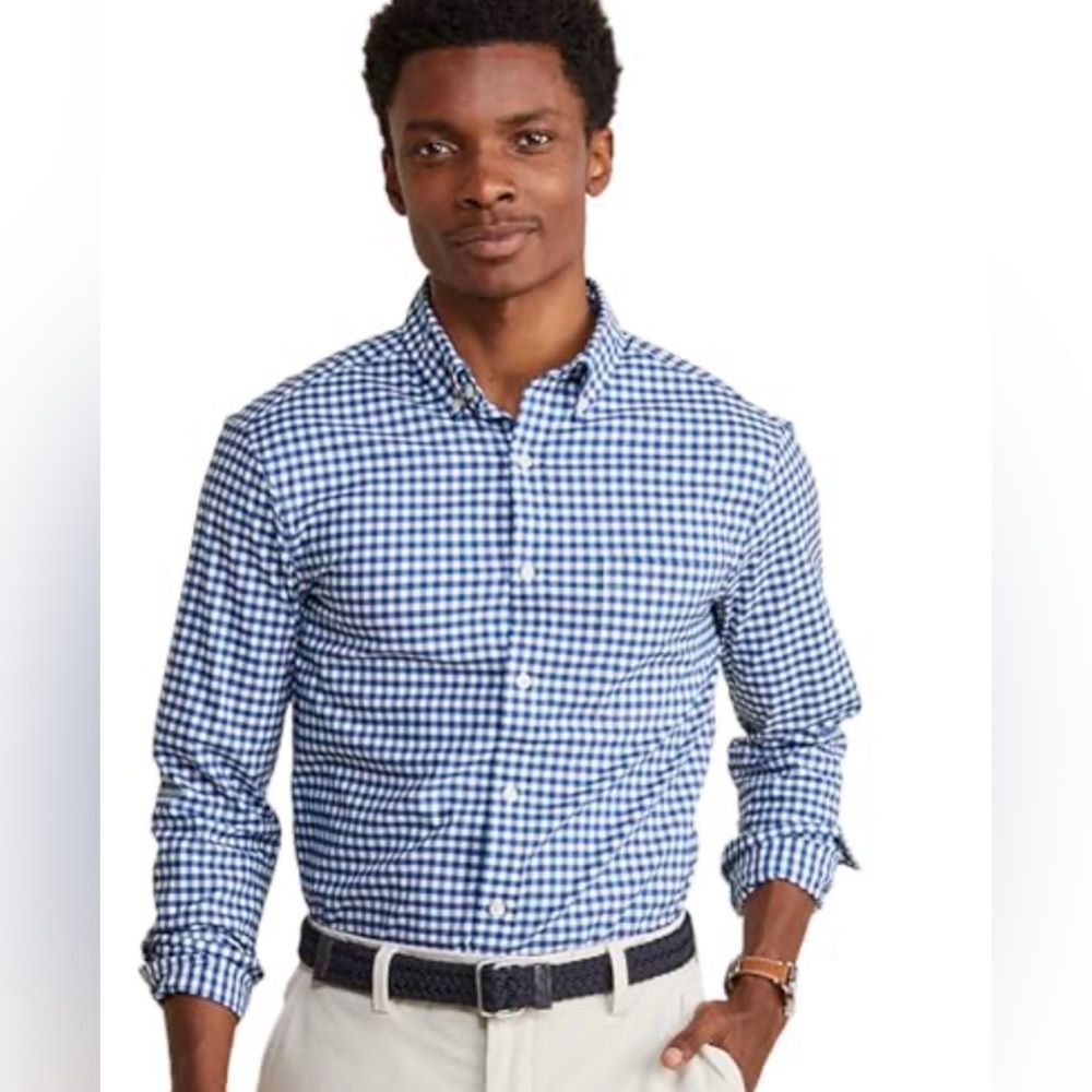 Original Penguin Gingham Heritage Slim Fit Shirt | White & Blue | Size Medium